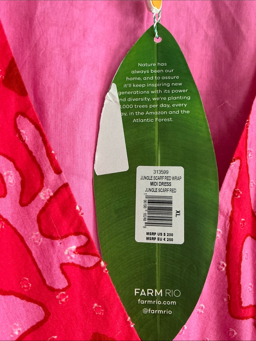 FARM Rio Hot Pink & Red Floral Puff-Sleeve Maxi Dress Pit to pit is - Picture 3 of 4